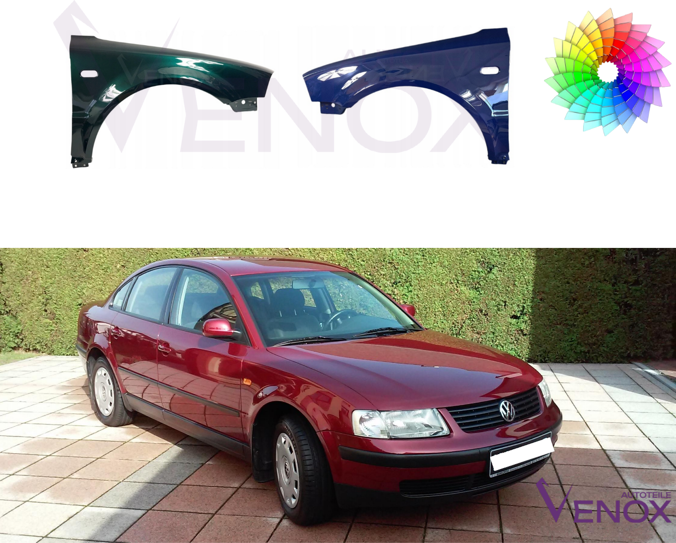 Stænkskærm foran til højre til VW Passat B5 96-00 MALET I WISHED FARVE - Image 2