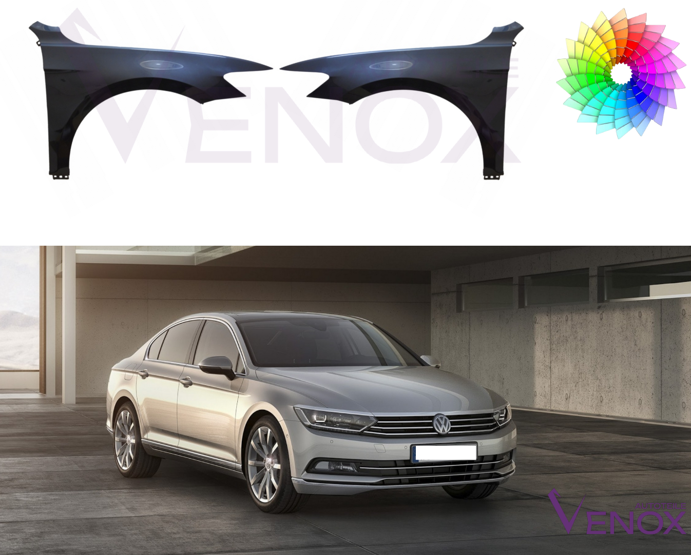 Stænkskærme FRONT LEFT til VW Passat B8 fra 2014 LÆGGET I WISHED FARVE - Image 2