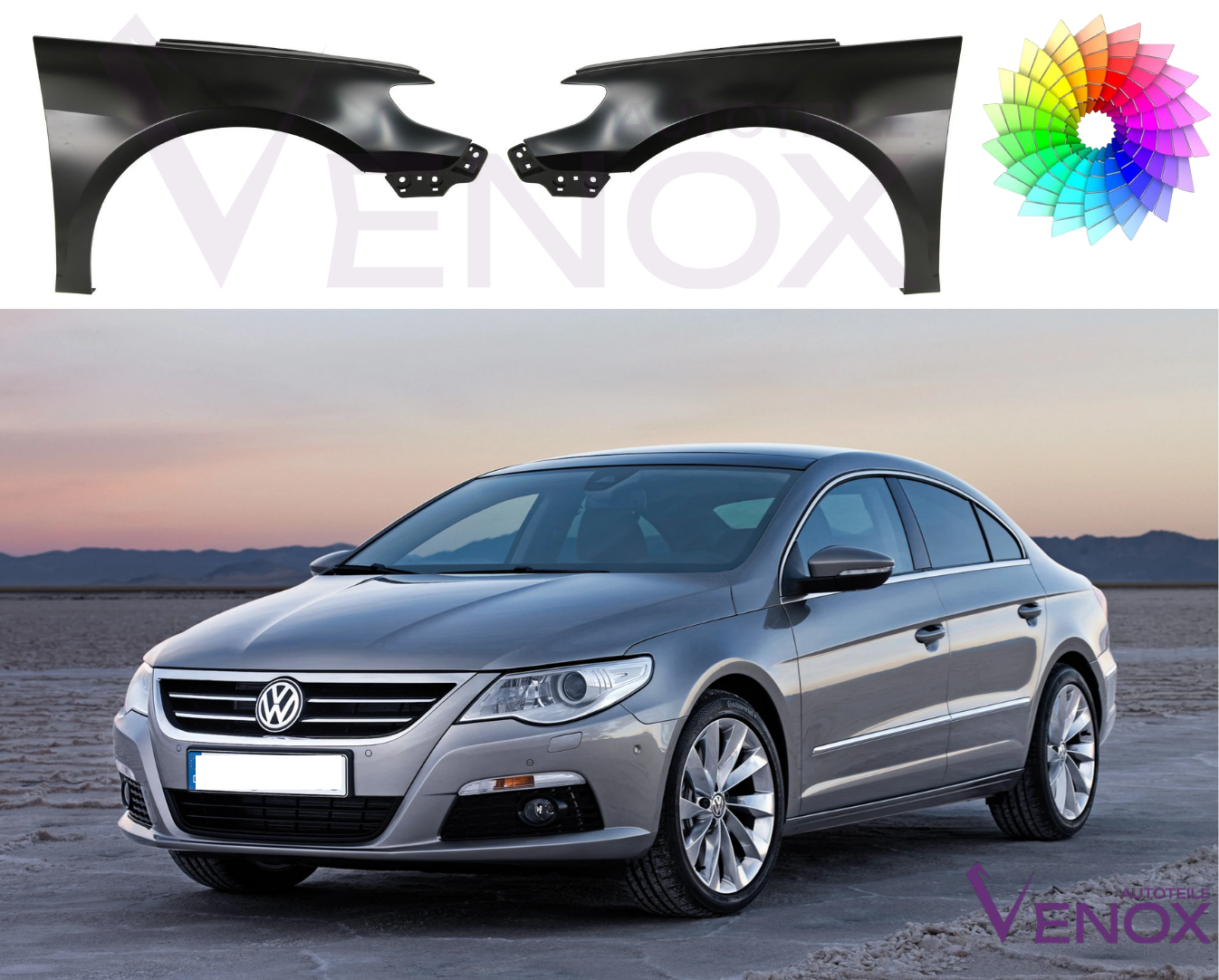 Stænkskærme FORAN VENSTRE til VW Passat CC 357 08-12 MALET I WISHED FARVE - Image 2