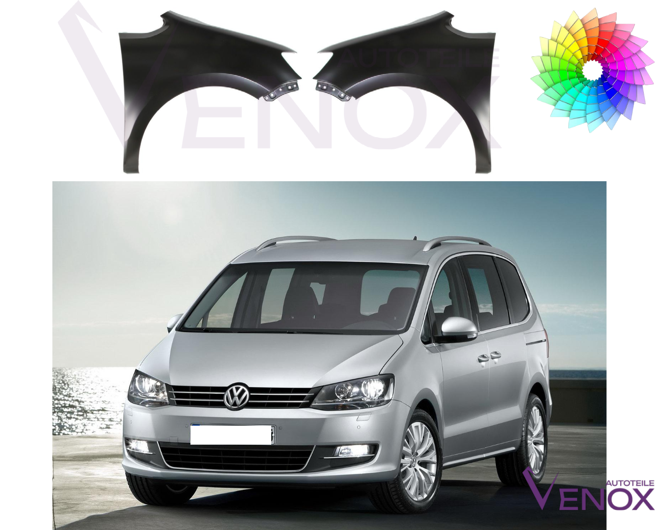 Stænkskærm højre til VW Sharan Seat Alhambra Fra 2010 Farve efter eget valg - Image 2