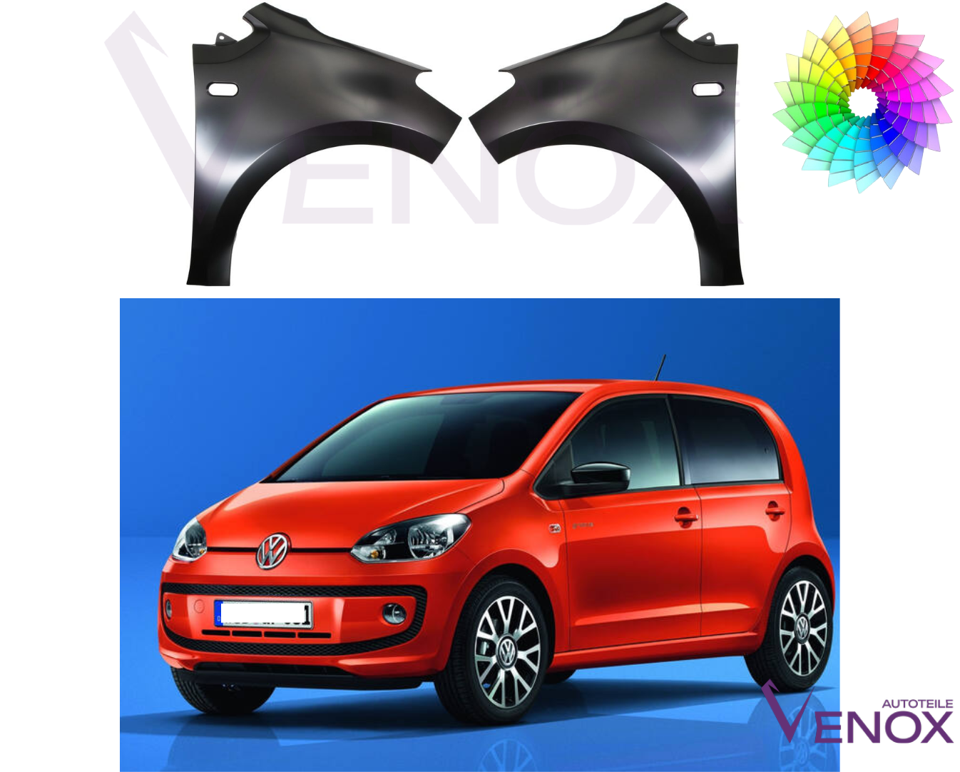 Stænkskærm højre til VW UP SKODA CITIGO SEAT MII 12-16 Lakeret i farven efter eget valg - Image 2