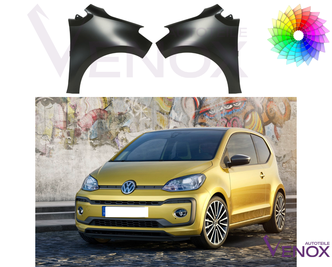 Stænkskærm til VW UP! Seat Mii Skoda Citigo fra 2016 Lakeret i farve efter eget valg - Image 2