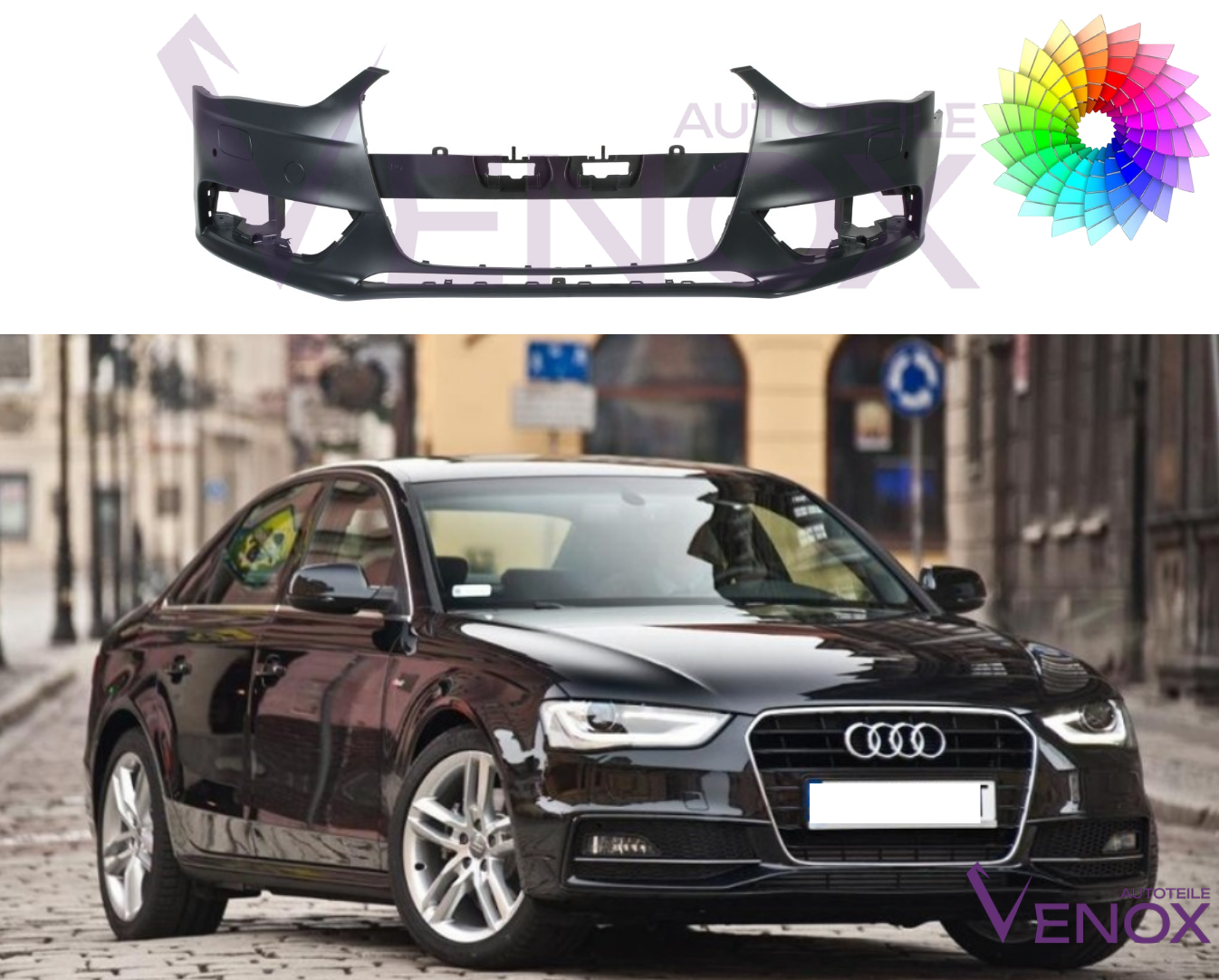 Forkofanger til Audi A4 B8 11-15 med PDC SRA malet i specialfarve NY - Image 2