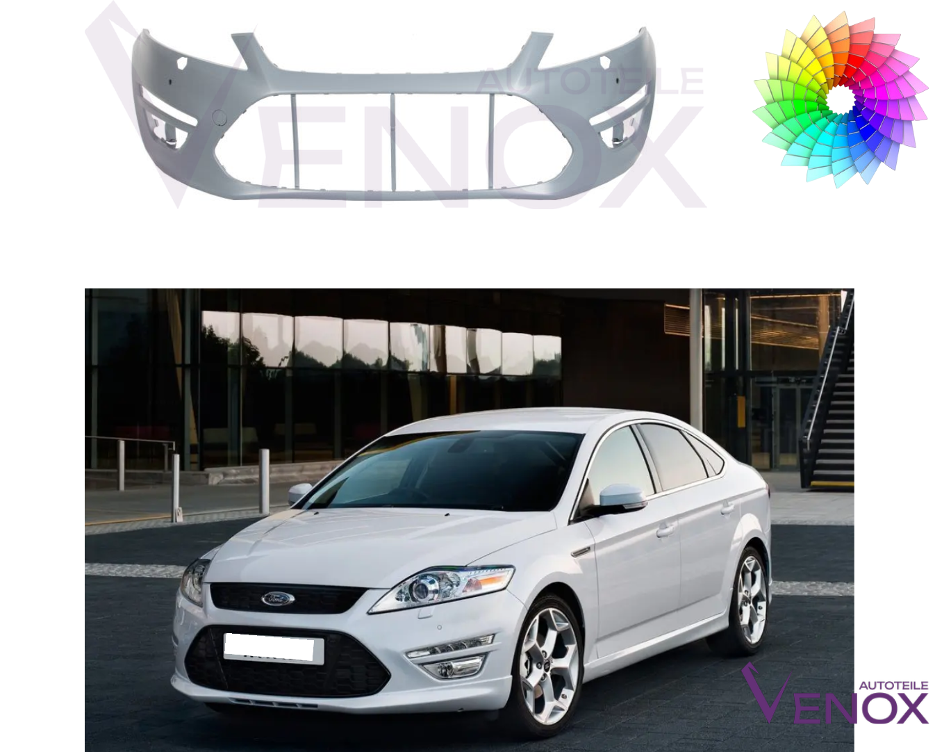 Forkofanger til Ford Mondeo Mk4 10-15 PDC SRA SW Lakeret i ønsket farve - Billede 2