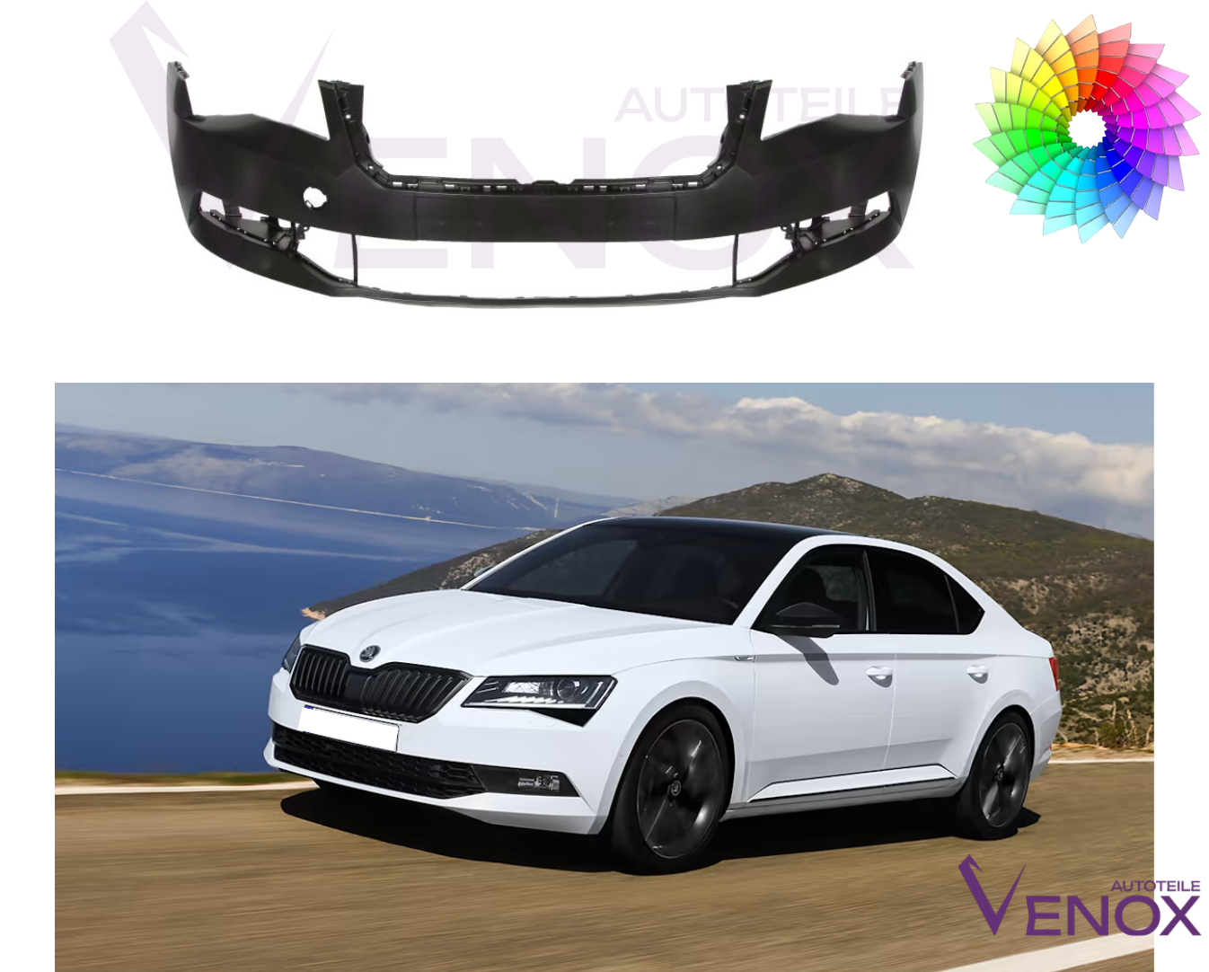 Forkofanger til Skoda SuperB 3V Fra 2015 SRA 4/6 PDC Lakeret i ønsket farve - Image 2