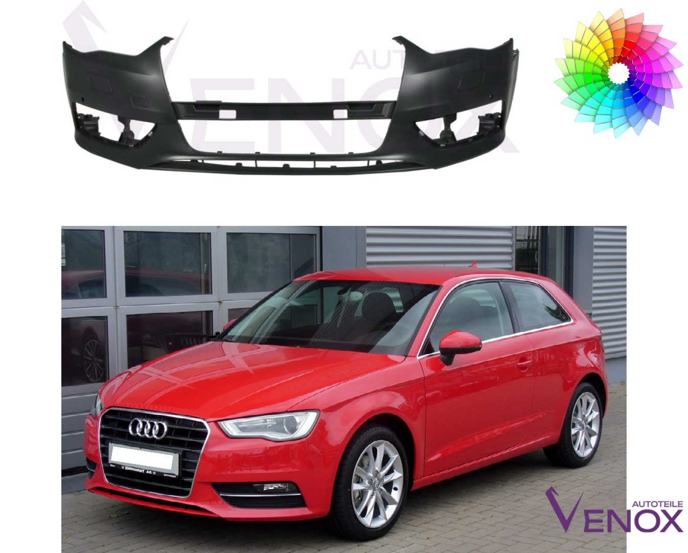 Forkofanger til Audi A3 8V 2012-2016 SRA PDC Lakeret i ønsket farve NY - Image 2