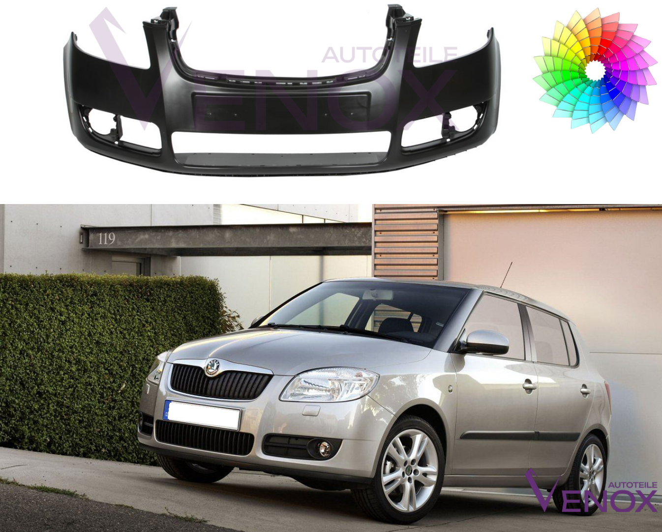 Forkofanger til Skoda Fabia Roomster 5J 07-10 Lakeret i ønsket farve NY - Image 2