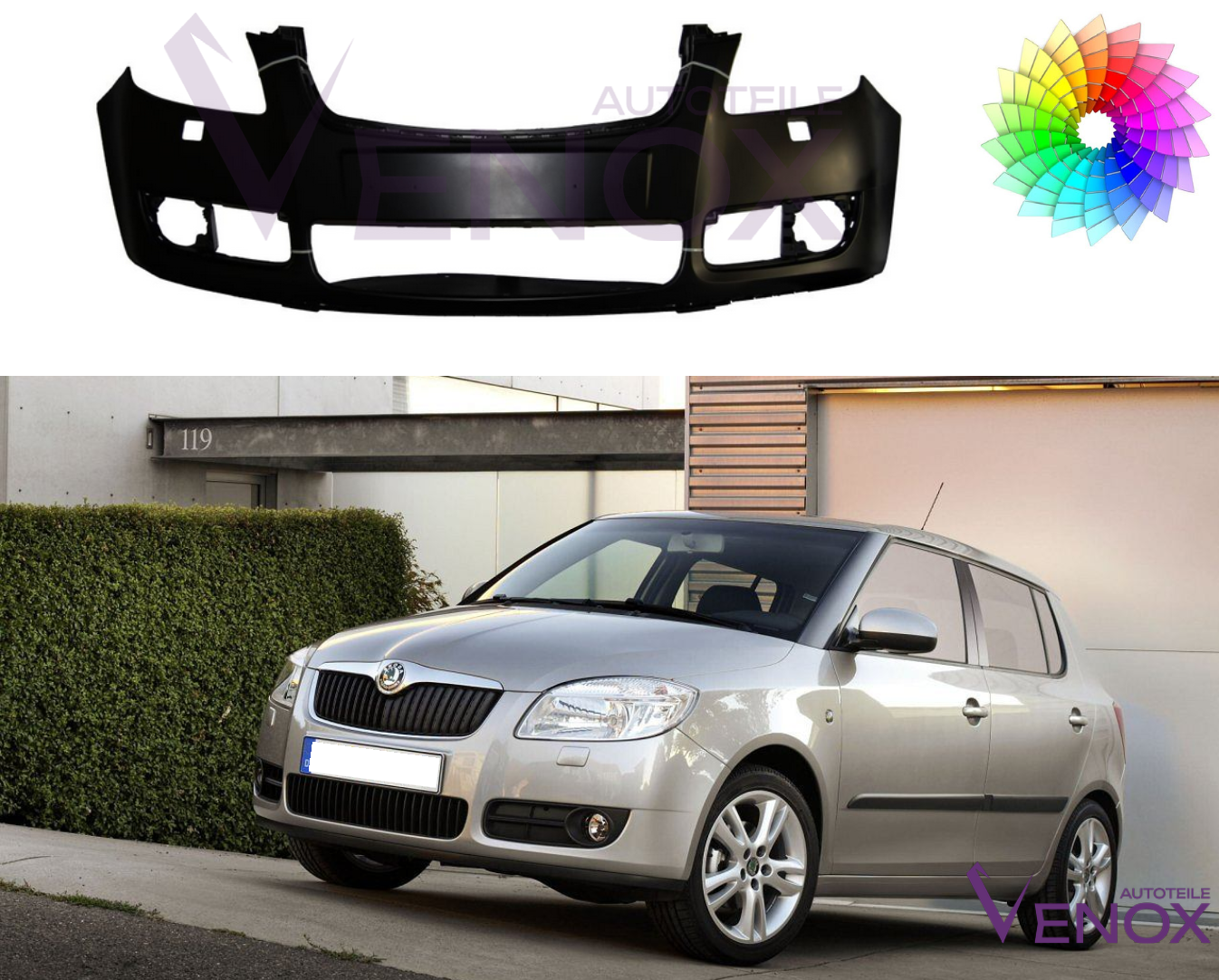 Forkofanger til Skoda Fabia Roomster 5J 07-10 SRA Lakeret i ønsket farve - Image 2