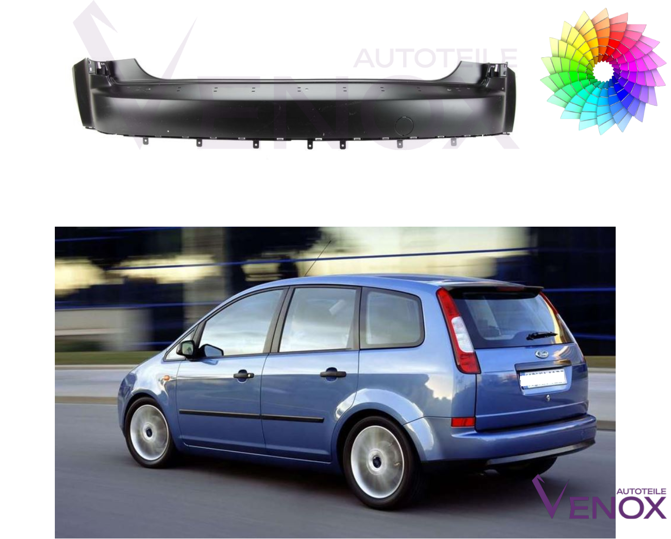 Bagkofanger til Ford Focus C-Max 03-07 Lakeret i ønsket farve NY - Image 2