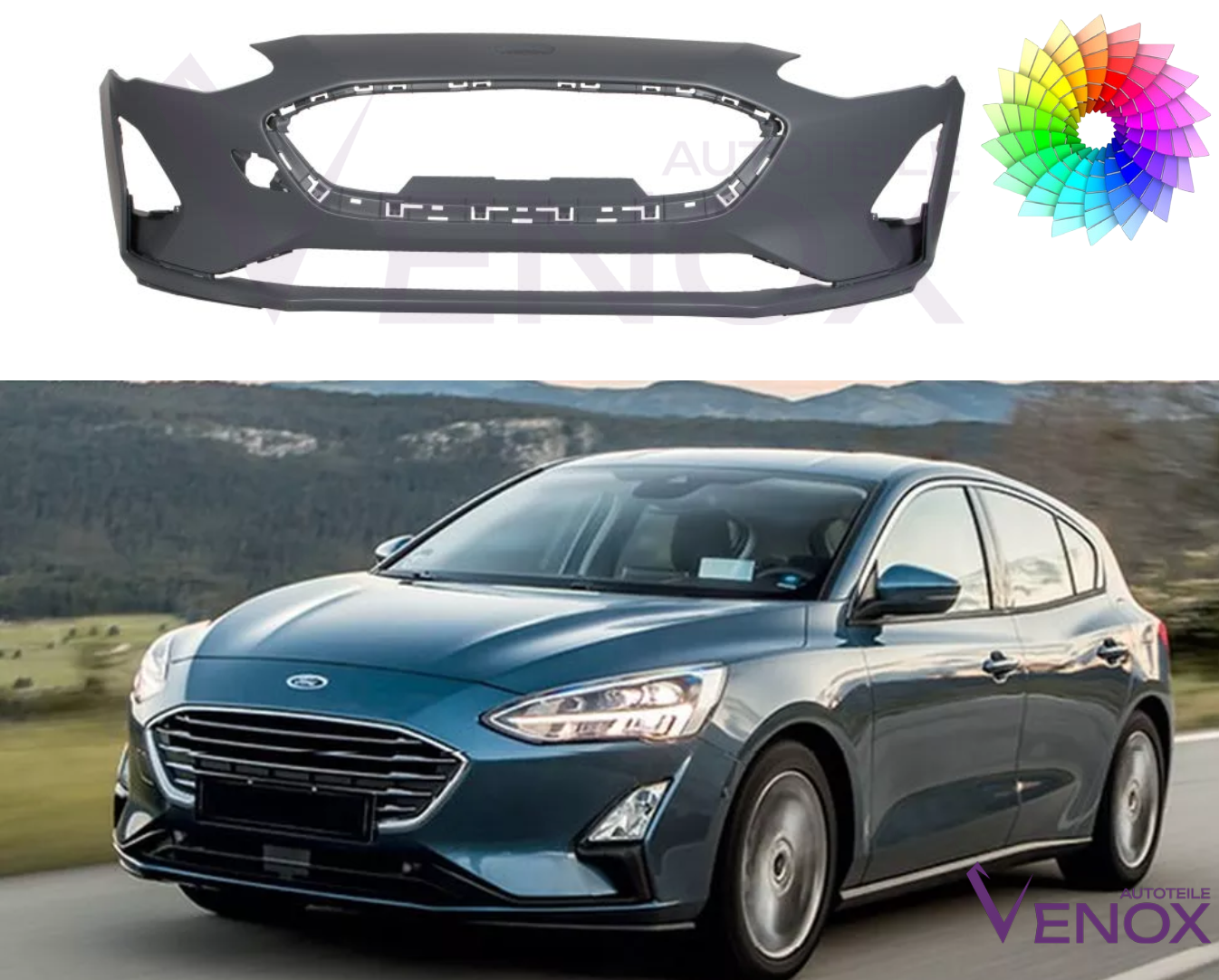 Forkofanger til Ford Focus Mk 4 fra 2018 2xPDC SRA lakeret i ønsket farve - Image 2