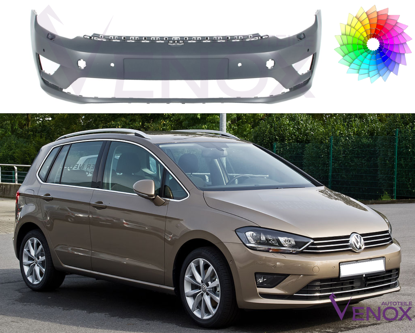 Forkofanger til Vw Golf Sportsvan 2014- PDC Lakeret i ønsket farve NY - Image 2