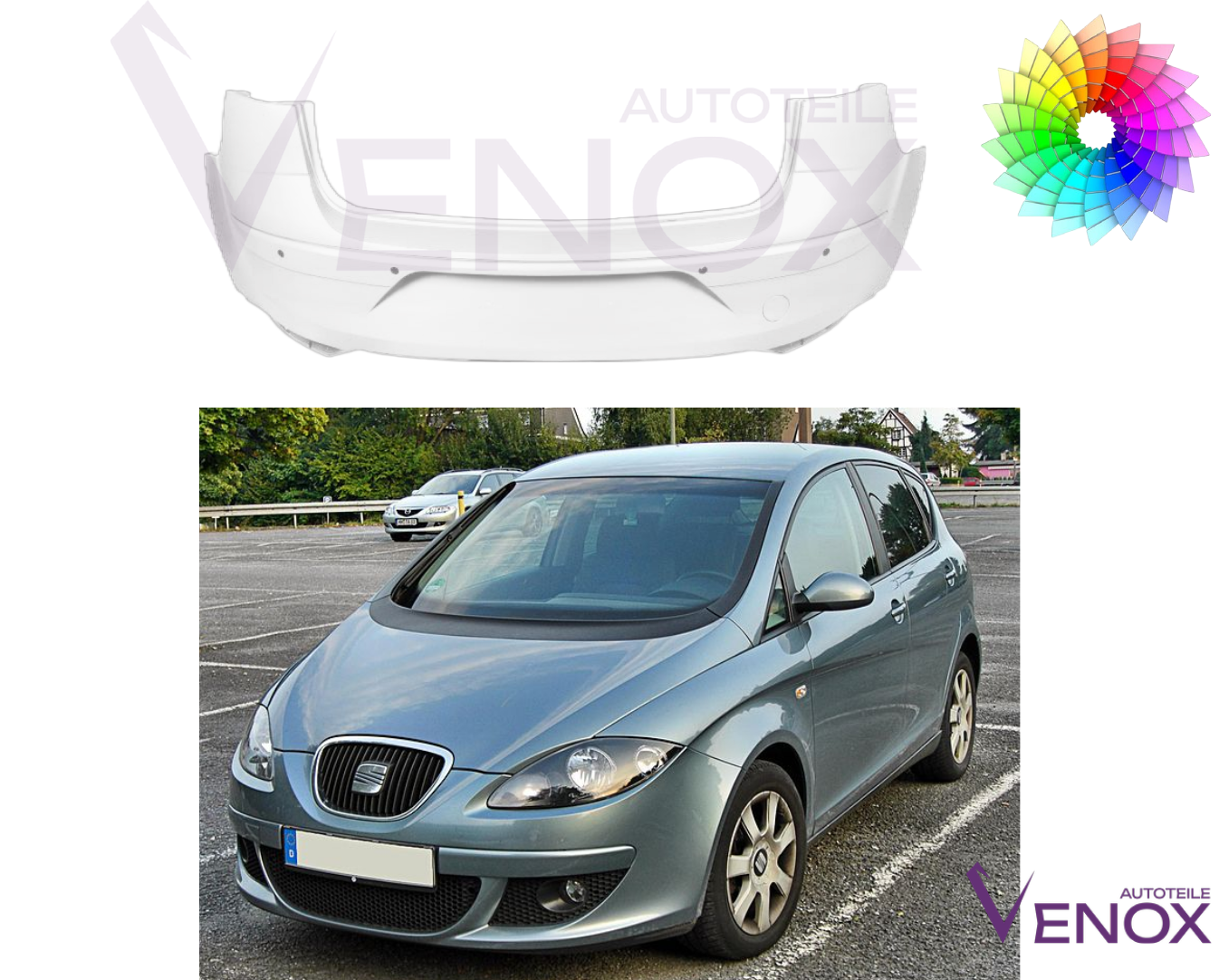 Bagkofanger til Seat Altea 2004-2015 PDC Lakeret i ønsket farve - Image 2