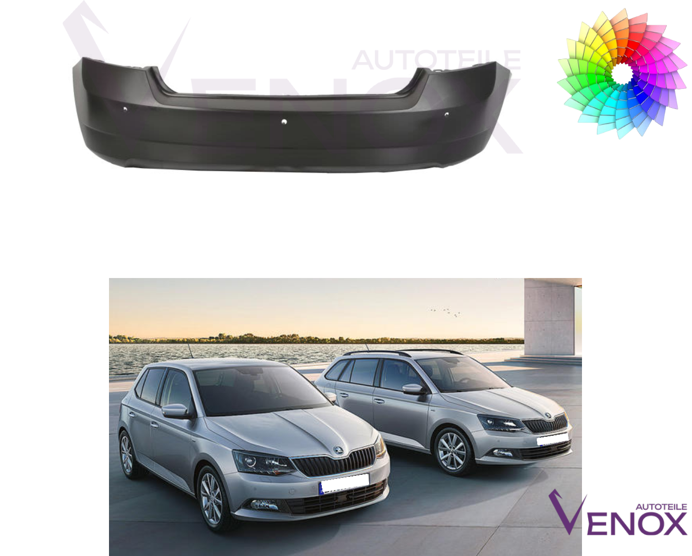 Bagkofanger til Skoda Fabia HB III 14-18 PDC Lakeret i ønsket farve - Image 2