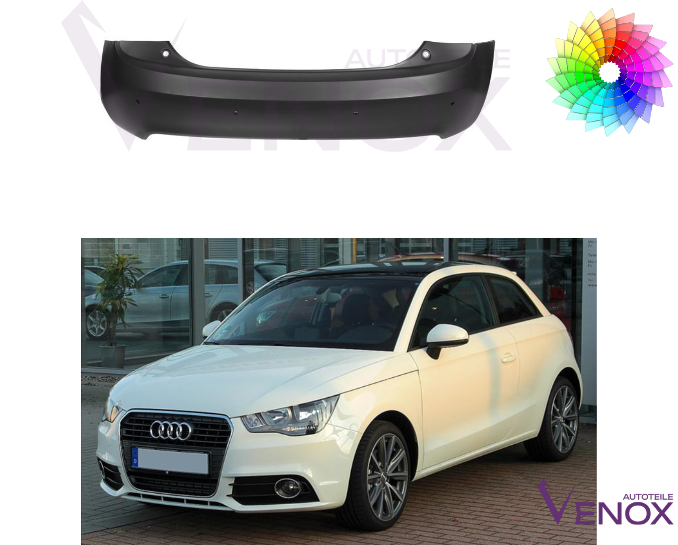 Bagkofanger til Audi A1 2010-2015 8X PDC Lakeret i ønsket farve - Image 2