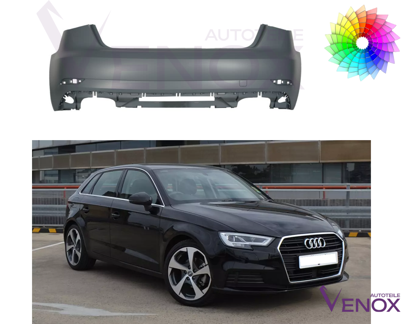 Bagkofanger til Audi A3 8V 2016-2018 PDC Lakeret i ønsket farve - Image 2