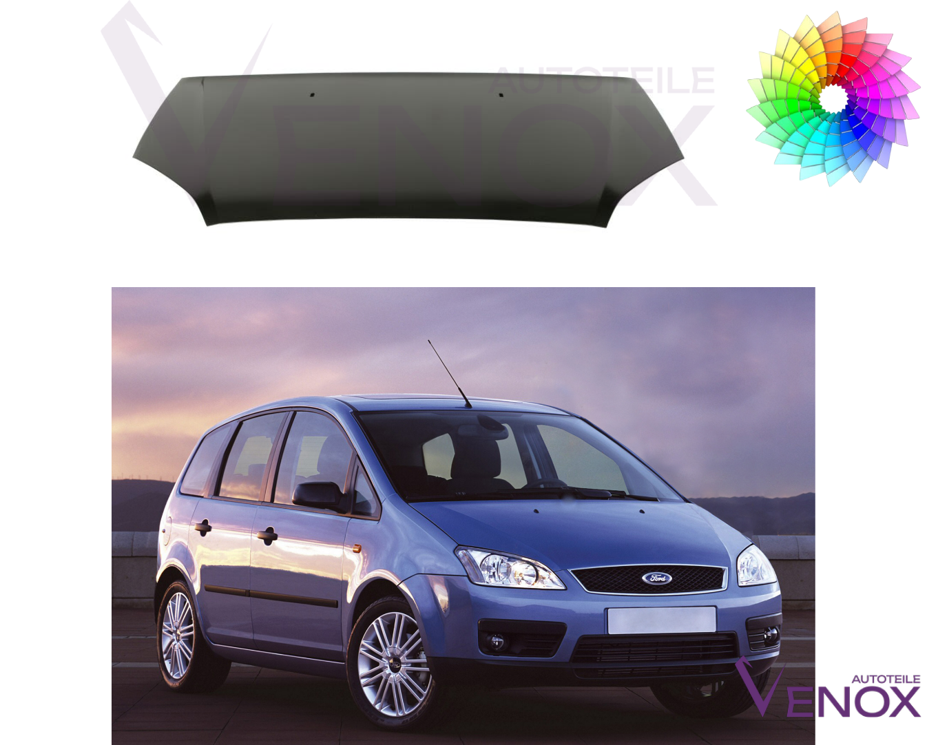 Motorhjelm til Ford Focus C-Max C214 2003-2007 Lakeret i ønsket farve Ny - Image 2
