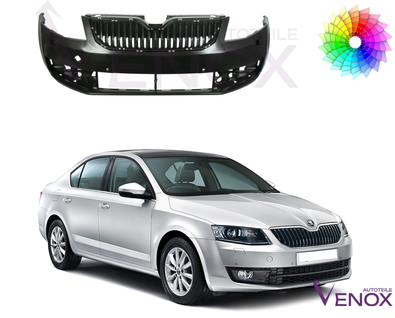 Forkofanger til Skoda Octavia 5E 2013-2017 SRA PDC Lakeret i ønsket farve - Image 2