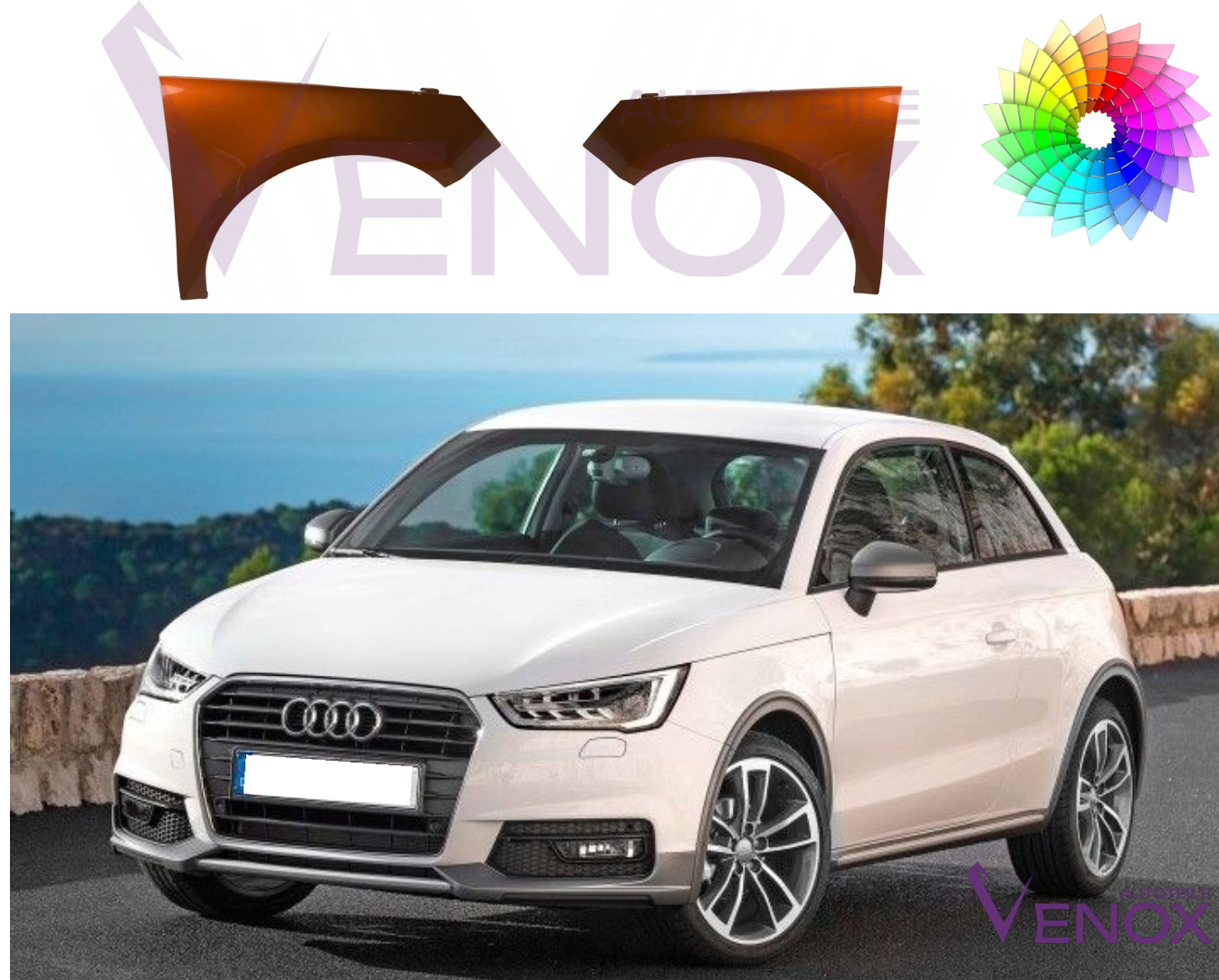 Stænkskærm til venstre til Audi A1 10-15 Lakeret i ønsket farve NY - Image 2